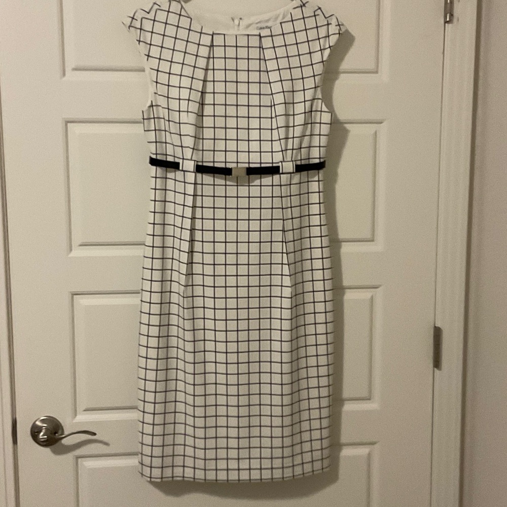 Elegant Black and White Windowpane Plaid Dress